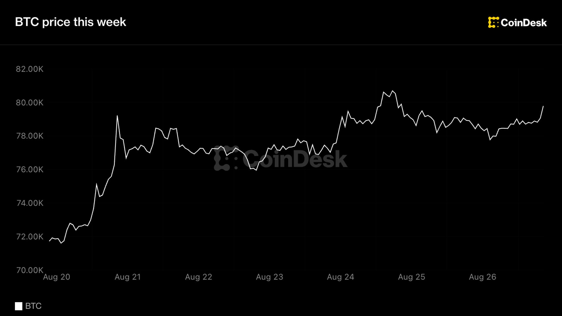 Биткойн держится выше $79 тыс. на волне восьмидневного притока в спот-ETF