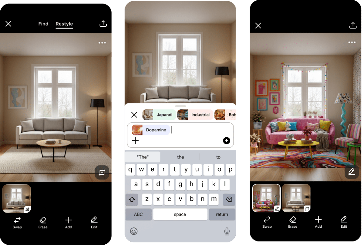 Pinterest запустил Restyle: AI для визуализации переделки квартиры