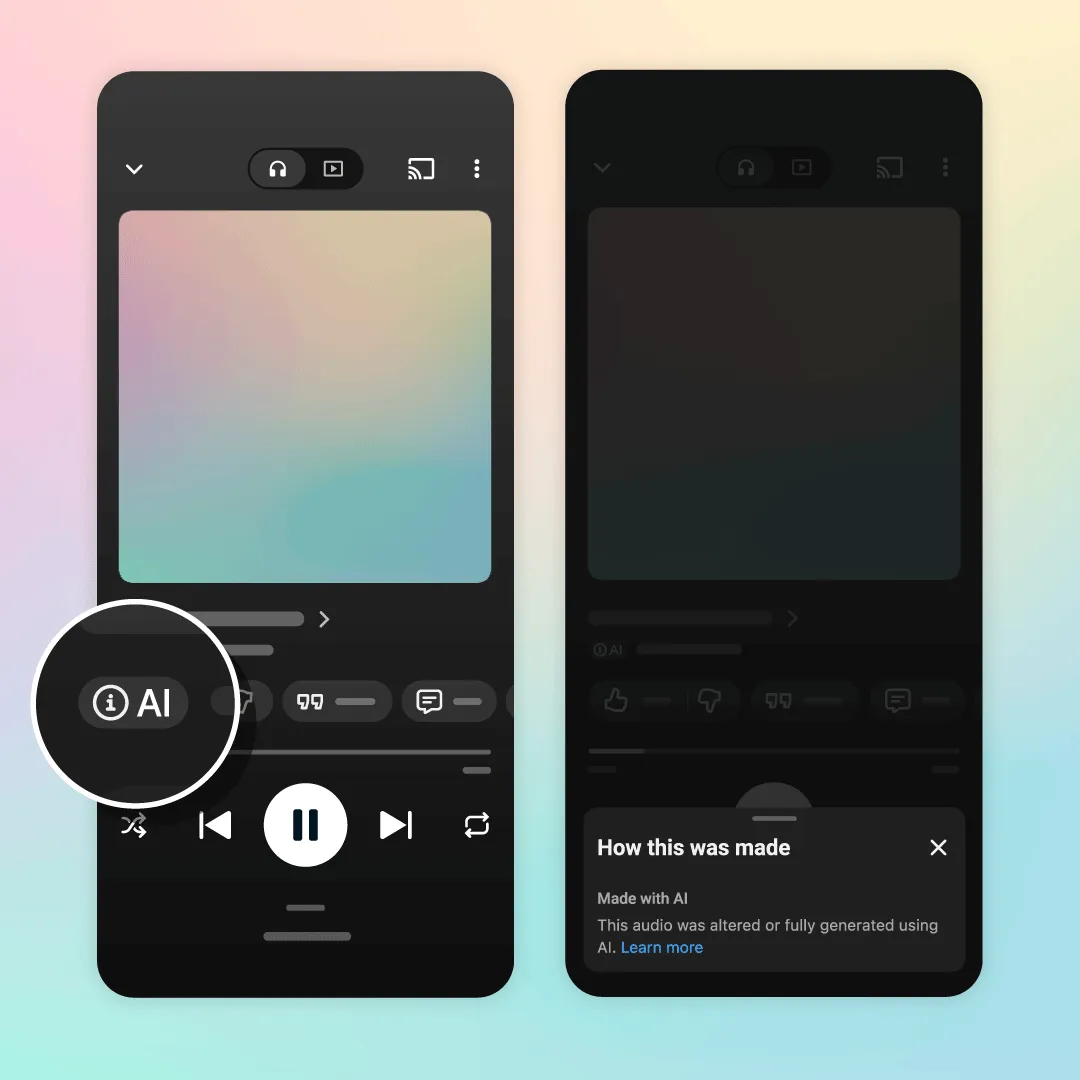 YouTube Music добавляет метки для AI-музыки вместо её блокировки